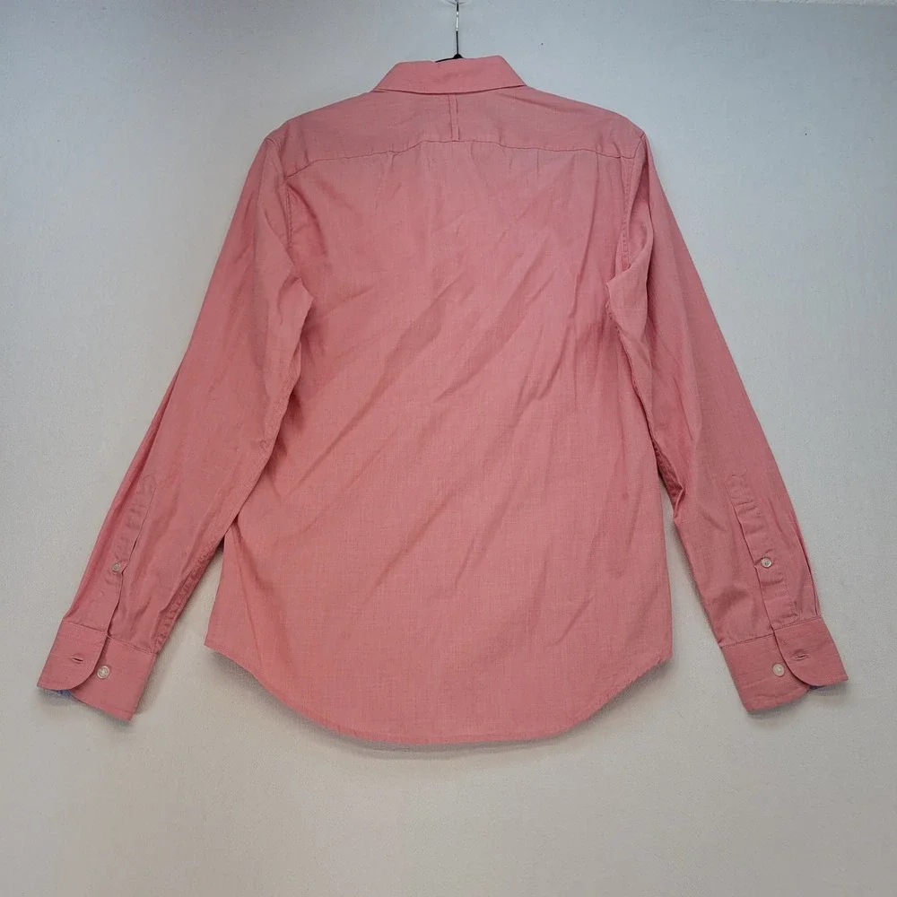 Banana Republic Shirt Mens Medium Coral Pink Grant Slim Fit Luxe Stretch Poplin